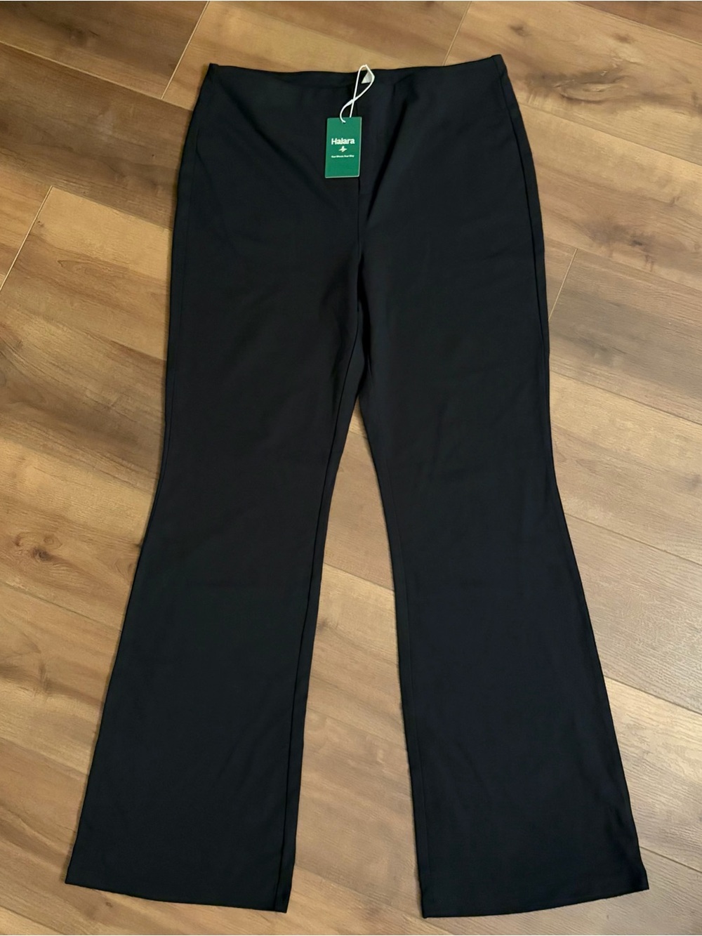 Halara Black Flat Front Flare Dress Pants Minimalist Womens Size XL Extra Tall